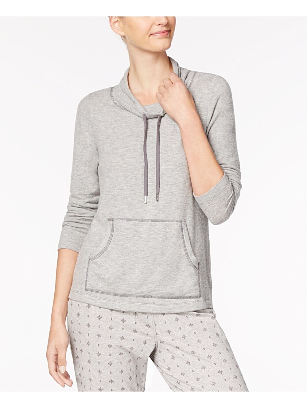 Nautica Womens Contrast-Trim Cowl-Neckline Pajama Top Size S